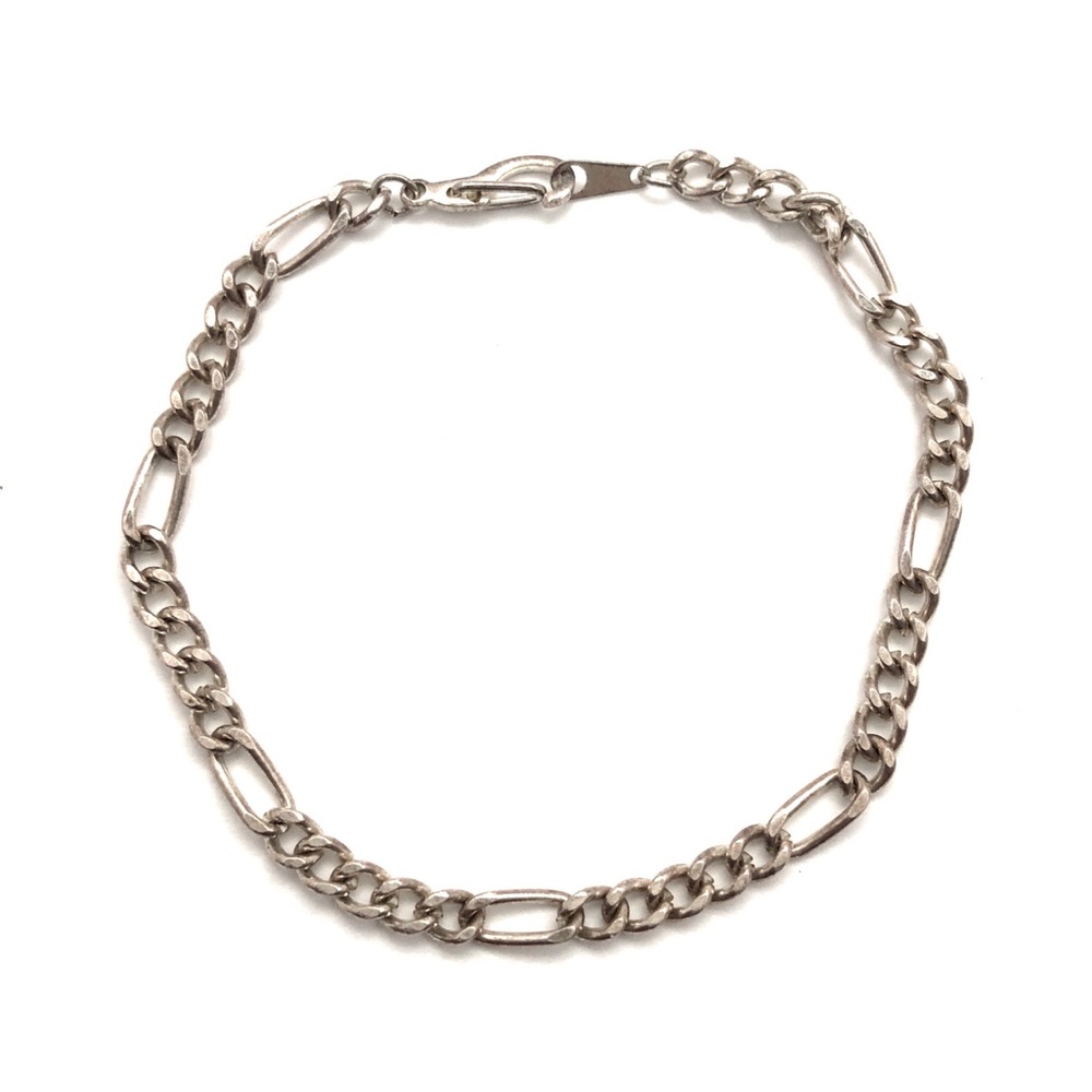 Vintage Figaro Chain Bracelet Silver Tone Unisex